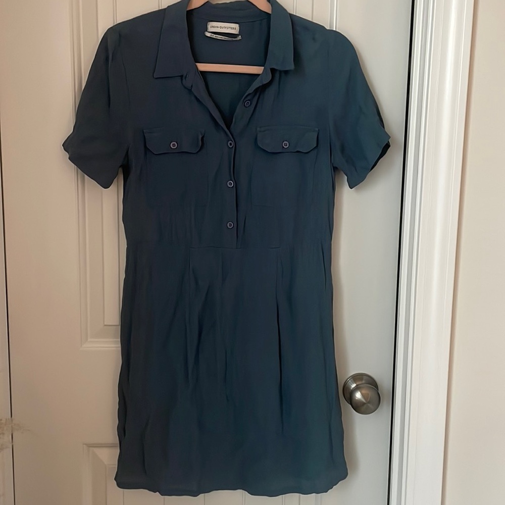 Urban Outfitters Teal Button Collared Dress